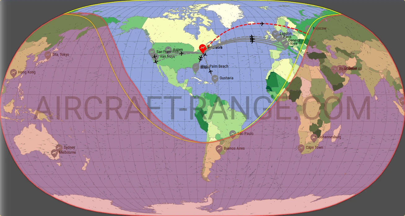 Challenger 650 broker route map from Teterboro Airport (KTEB)
