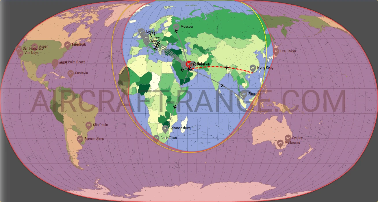 Challenger 650 broker route map from Hamad International Airport (OTHH)