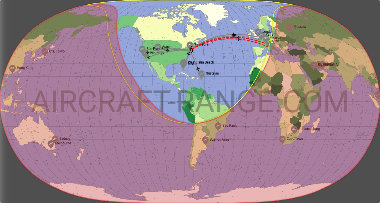 Citation Longitude broker route map from LaGuardia Airport (KLGA)