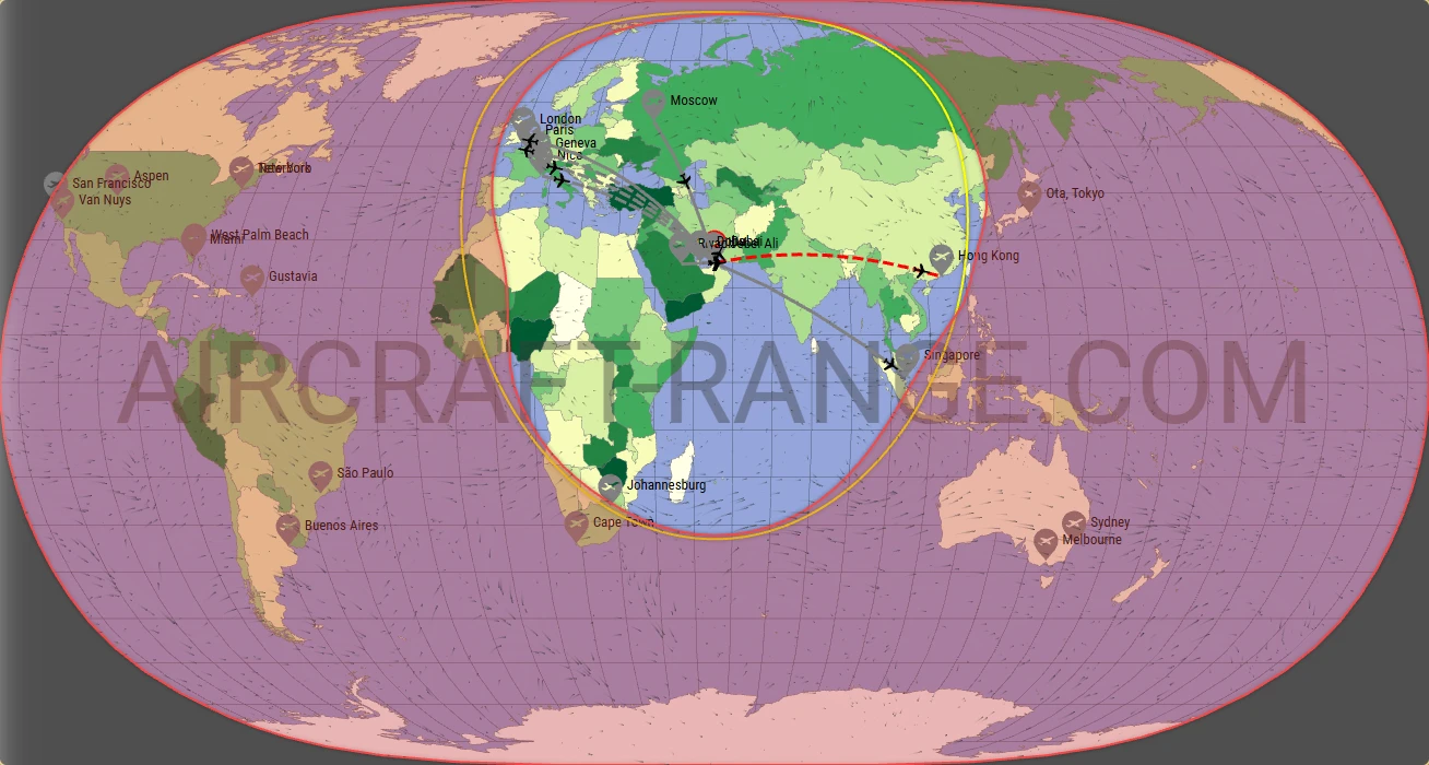 Citation Longitude broker route map from Dubai International Airport (OMDB)