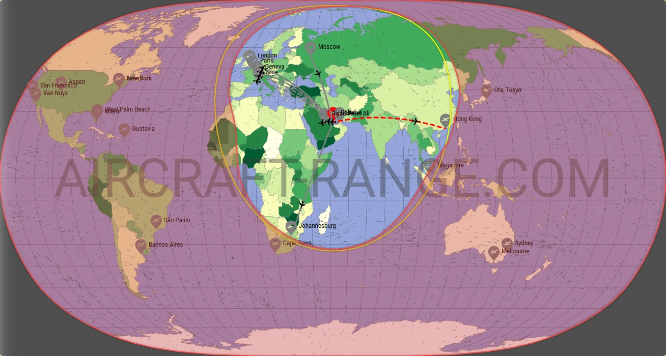 Citation Longitude broker route map from Hamad International Airport (OTHH)