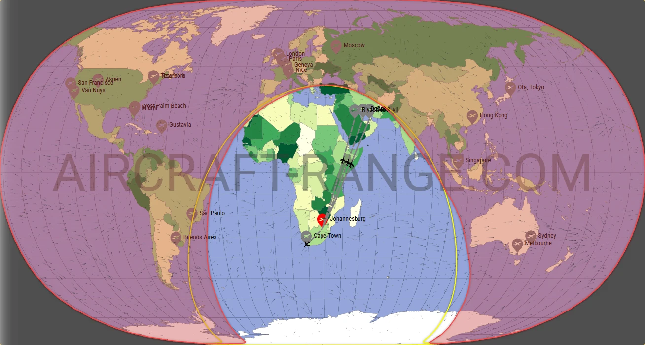 Embraer Praetor 600 broker route map from O.R. Tambo International Airport (FAOR)