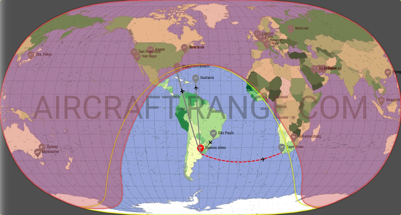 Embraer Praetor 600 broker route map from Aeroparque Jorge Newbery (SABE)