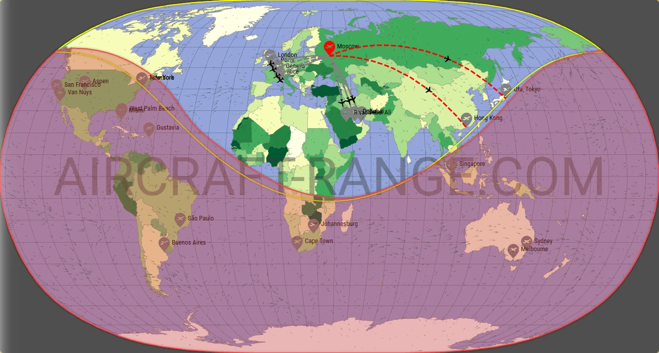 Embraer Praetor 600 broker route map from Vnukovo International Airport (UUWW)