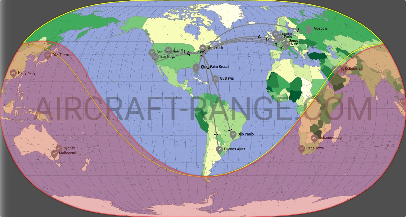 Falcon 6X broker route map from LaGuardia Airport (KLGA)