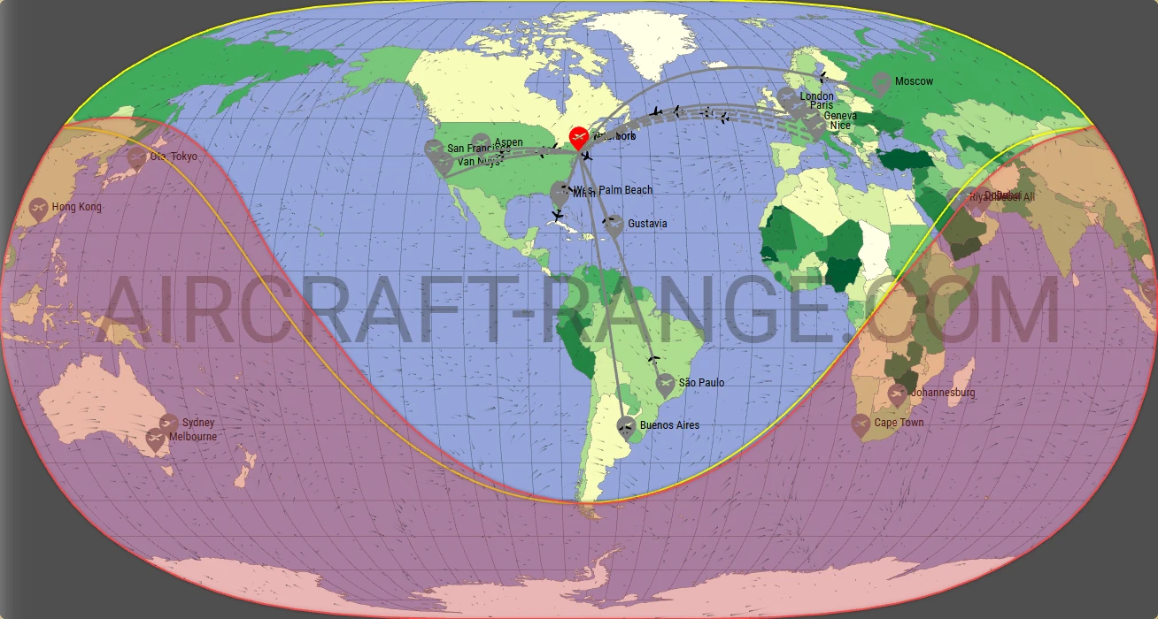 Falcon 6X broker route map from Teterboro Airport (KTEB)