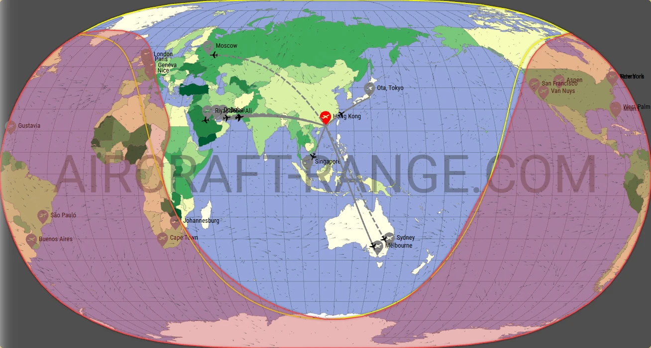 Falcon 6X broker route map from Hong Kong International Airport (VHHH)