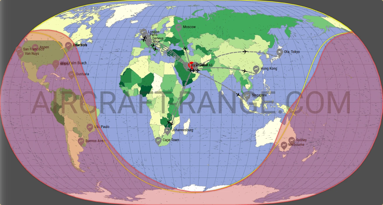 Falcon 7X broker route map from Hamad International Airport (OTHH)