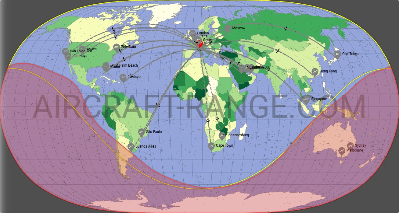Falcon 8X broker route map from Nice-Côte d'Azur Airport (LFMN)