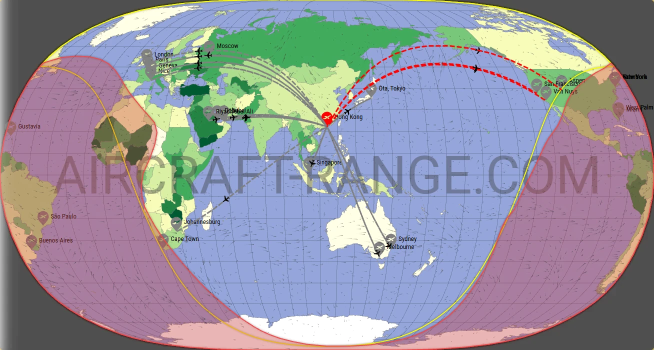 Falcon 8X broker route map from Hong Kong International Airport (VHHH)