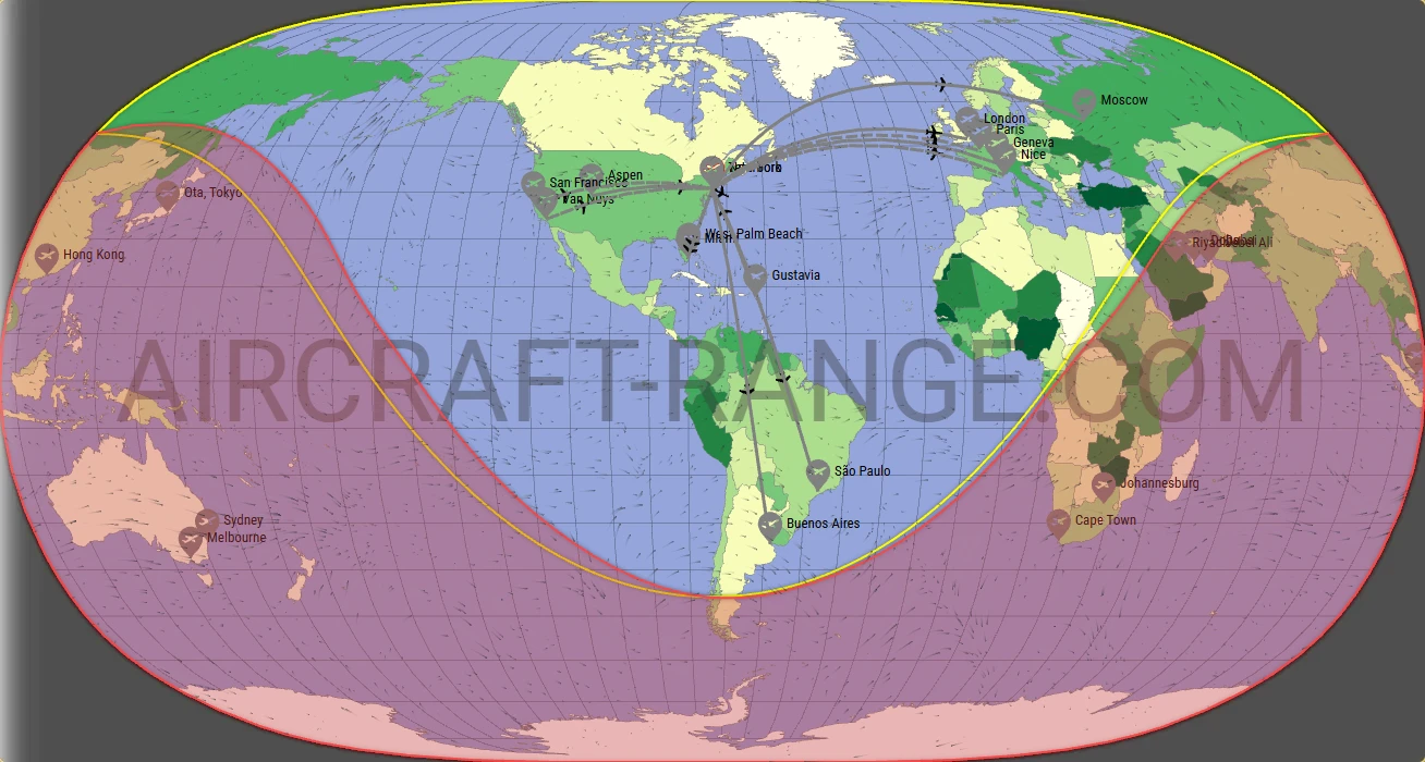 Global 5000 broker route map from LaGuardia Airport (KLGA)