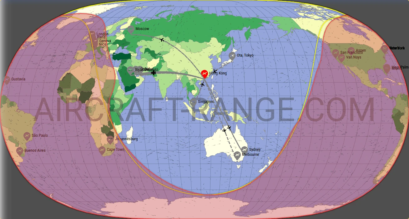 Global 5000 broker route map from Hong Kong International Airport (VHHH)