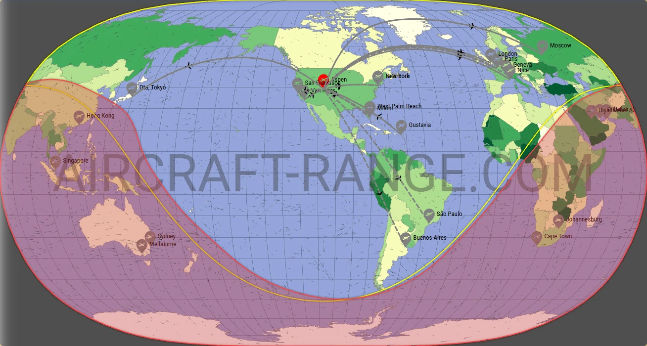 Global 6000 broker route map from Aspen-Pitkin County Airport (Sardy Field) (KASE)