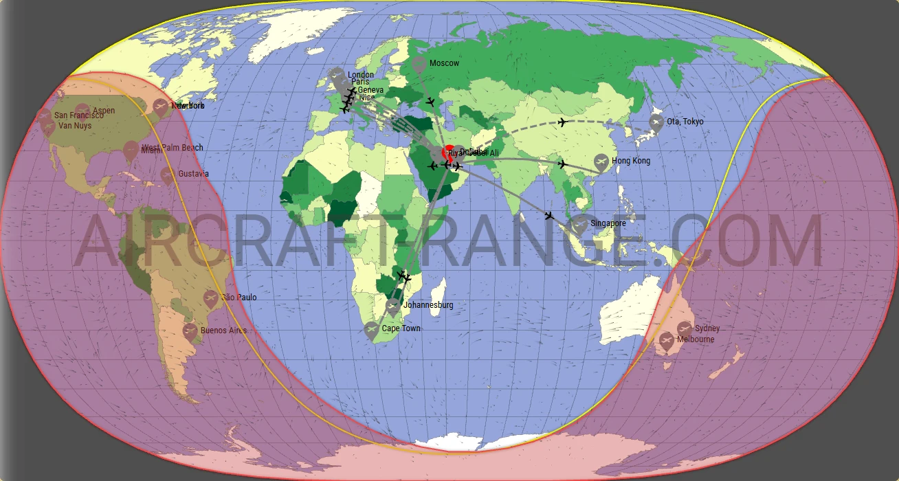 Global 6000 broker route map from Hamad International Airport (OTHH)