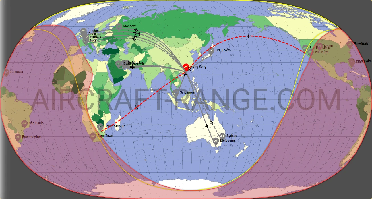 Global 6000 broker route map from Hong Kong International Airport (VHHH)