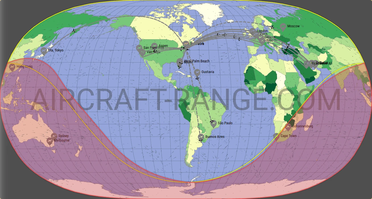 Global 6500 broker route map from LaGuardia Airport (KLGA)