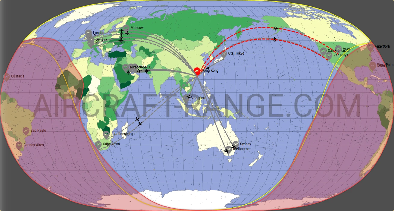 Global 6500 broker route map from Hong Kong International Airport (VHHH)