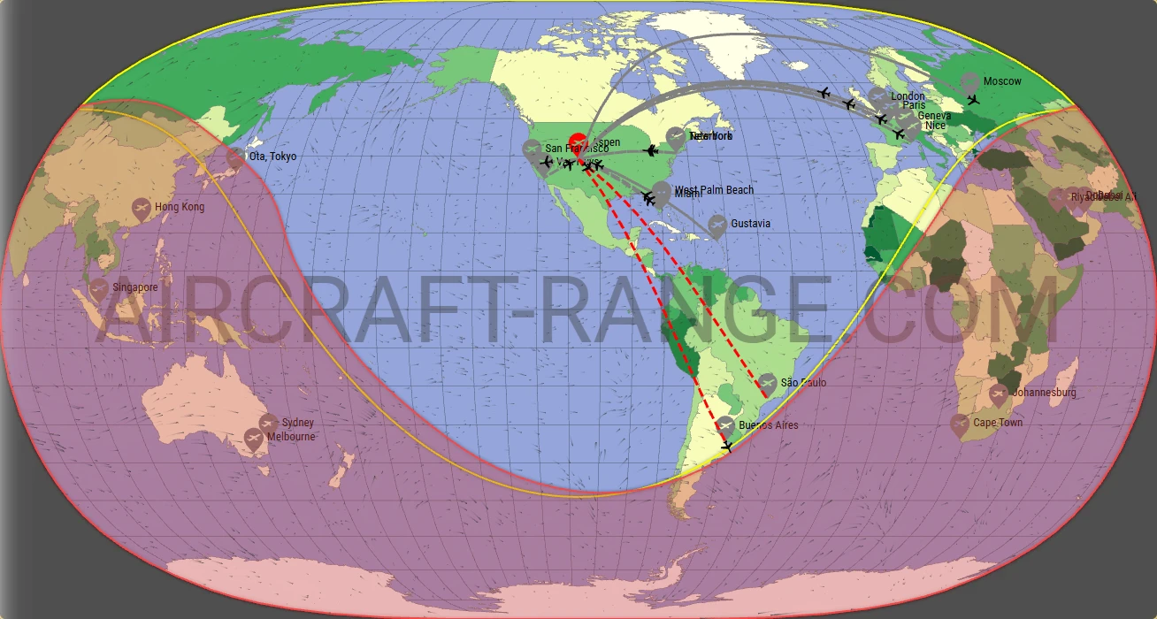 Gulfstream G500 broker route map from Aspen-Pitkin County Airport (Sardy Field) (KASE)