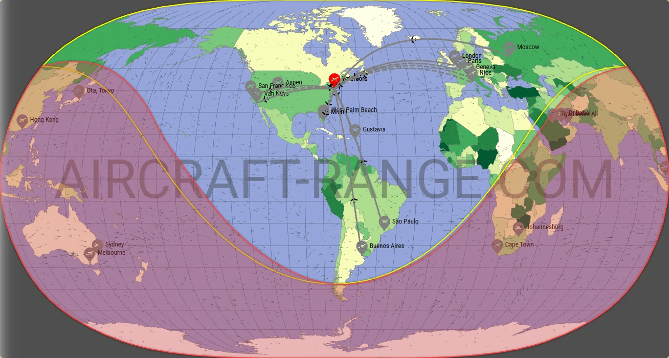 Gulfstream G500 broker route map from Teterboro Airport (KTEB)