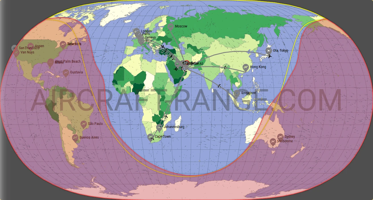 Gulfstream G500 broker route map from Dubai International Airport (OMDB)