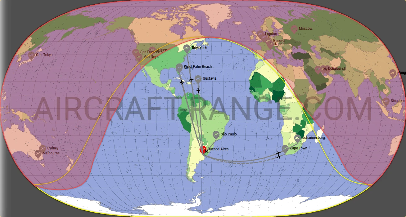 Gulfstream G500 broker route map from Aeroparque Jorge Newbery (SABE)