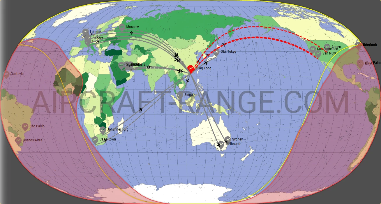 Gulfstream G550 broker route map from Hong Kong International Airport (VHHH)