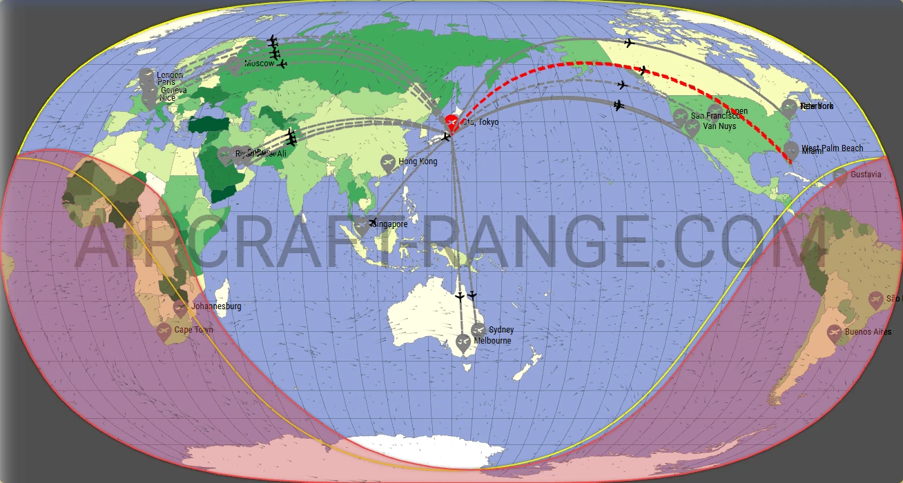 Gulfstream G650 broker route map from Tokyo Haneda International Airport (RJTT)