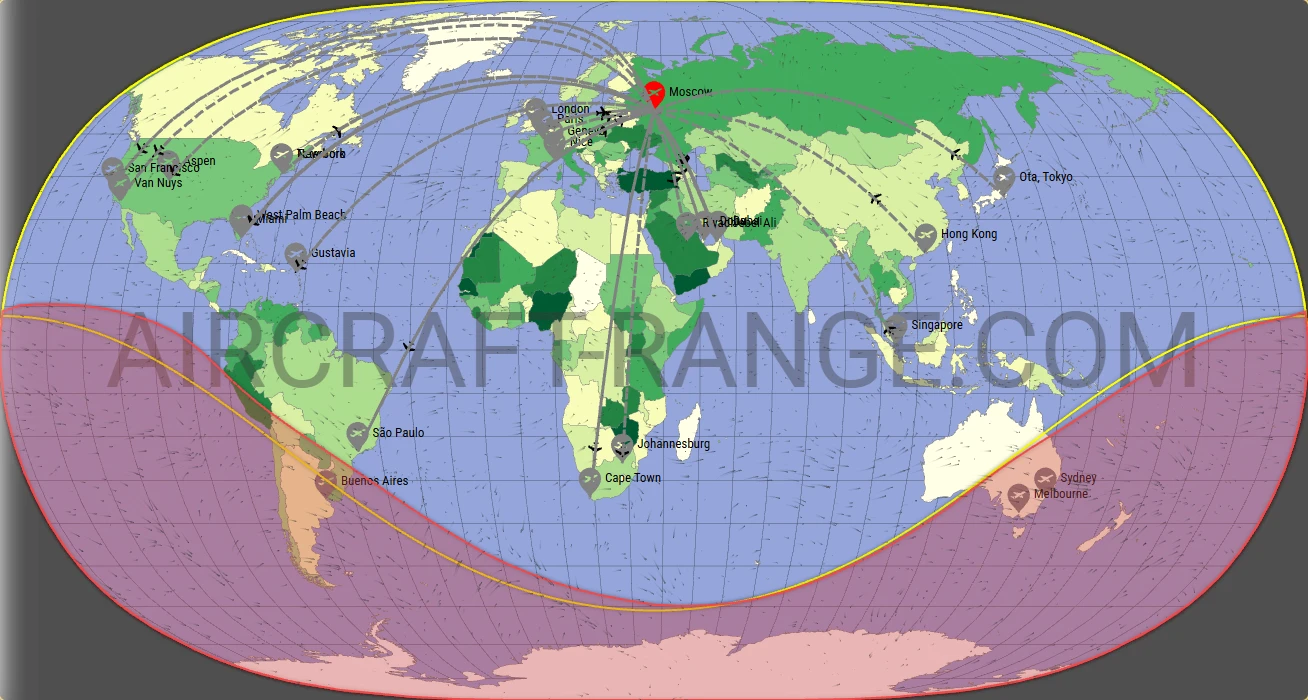 Gulfstream G650ER broker route map from Vnukovo International Airport (UUWW)