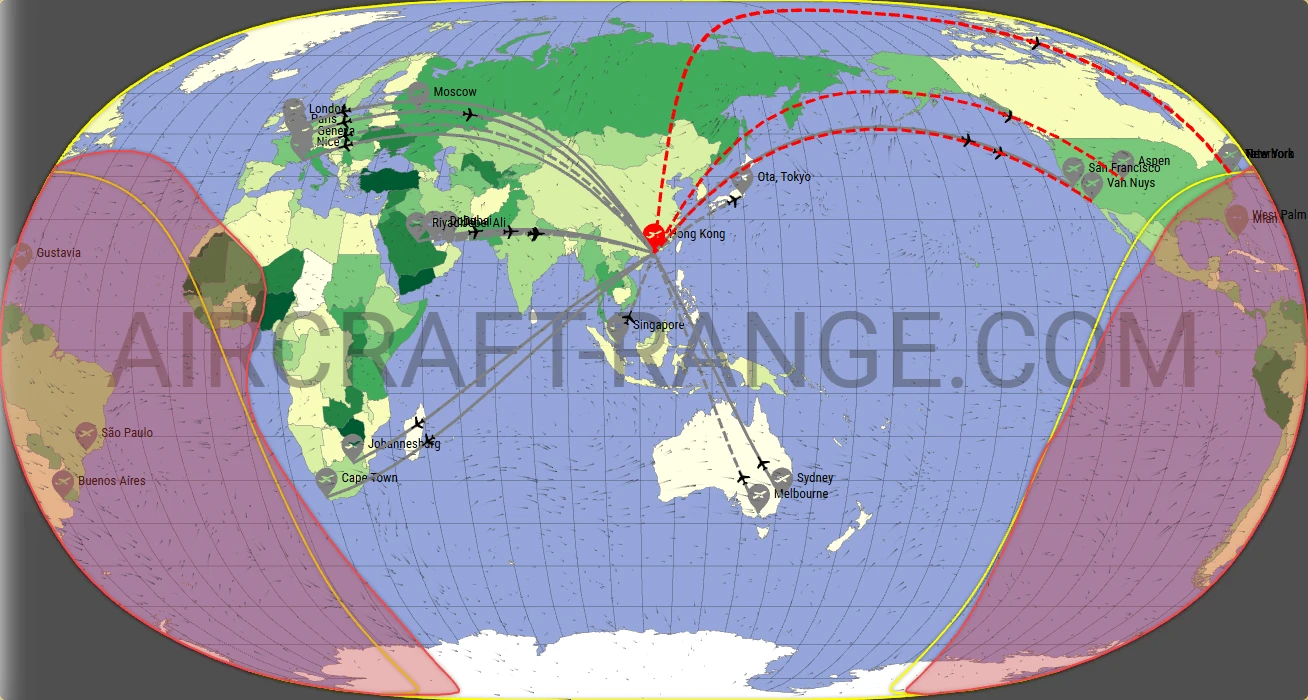 Gulfstream G650ER broker route map from Hong Kong International Airport (VHHH)