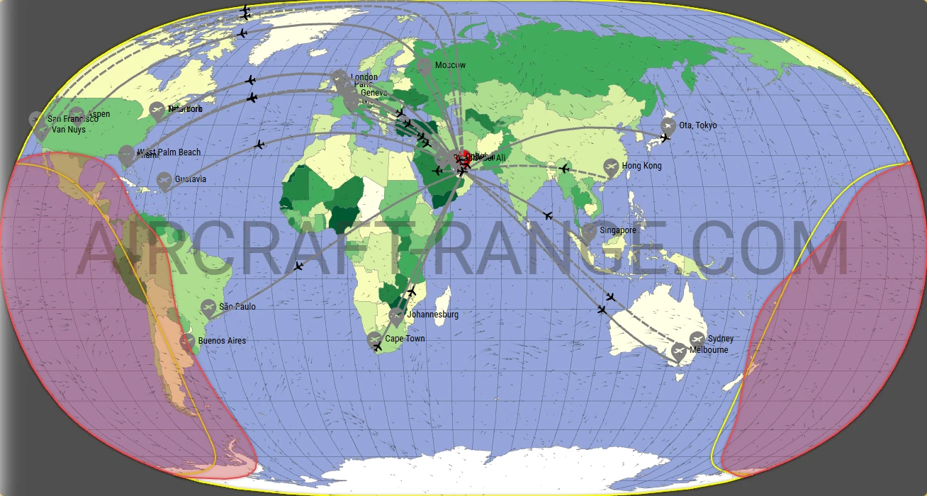 Gulfstream G700 broker route map from Al Maktoum International Airport (OMDW)