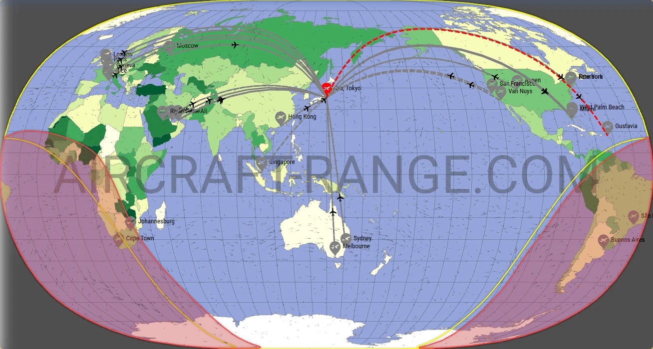 Gulfstream G700 broker route map from Tokyo Haneda International Airport (RJTT)