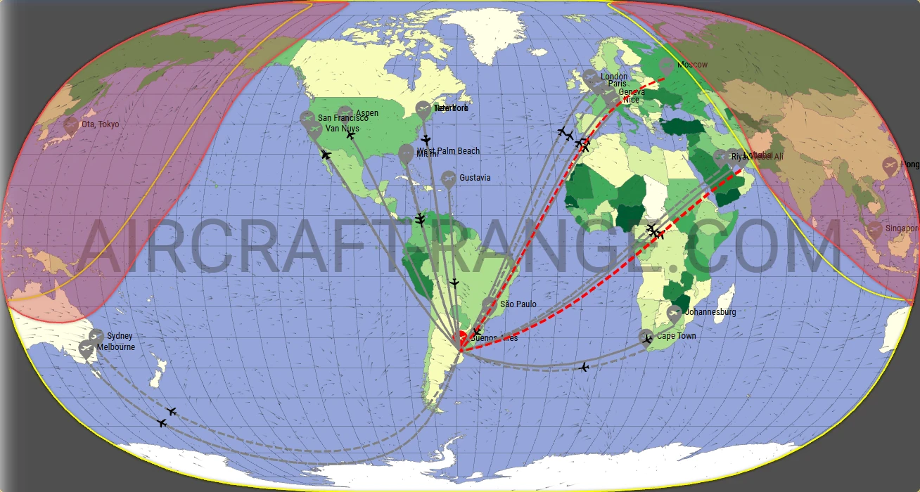 Gulfstream G700 broker route map from Aeroparque Jorge Newbery (SABE)