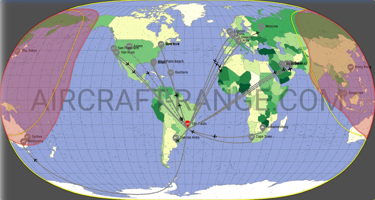 Gulfstream G700 broker route map from São Paulo/Guarulhos–Governor André Franco Montoro International Airport (SBGR)