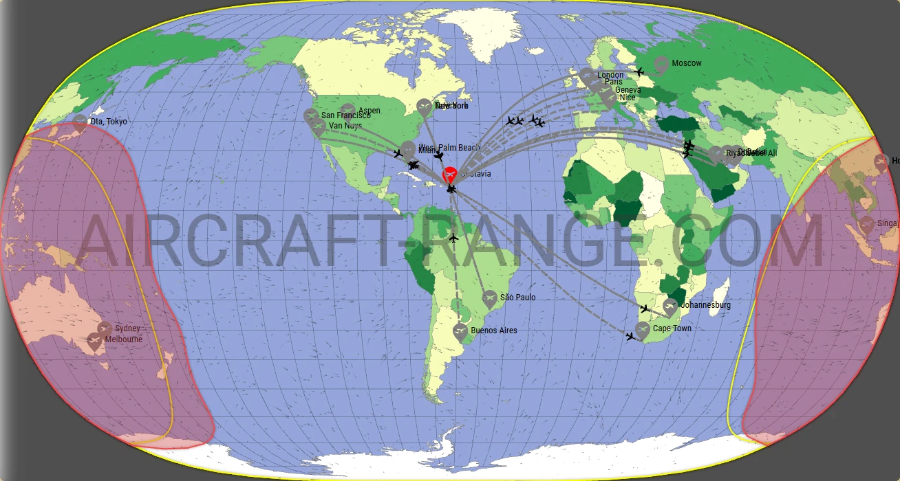 Gulfstream G700 broker route map from St. Jean Airport (TFFJ)
