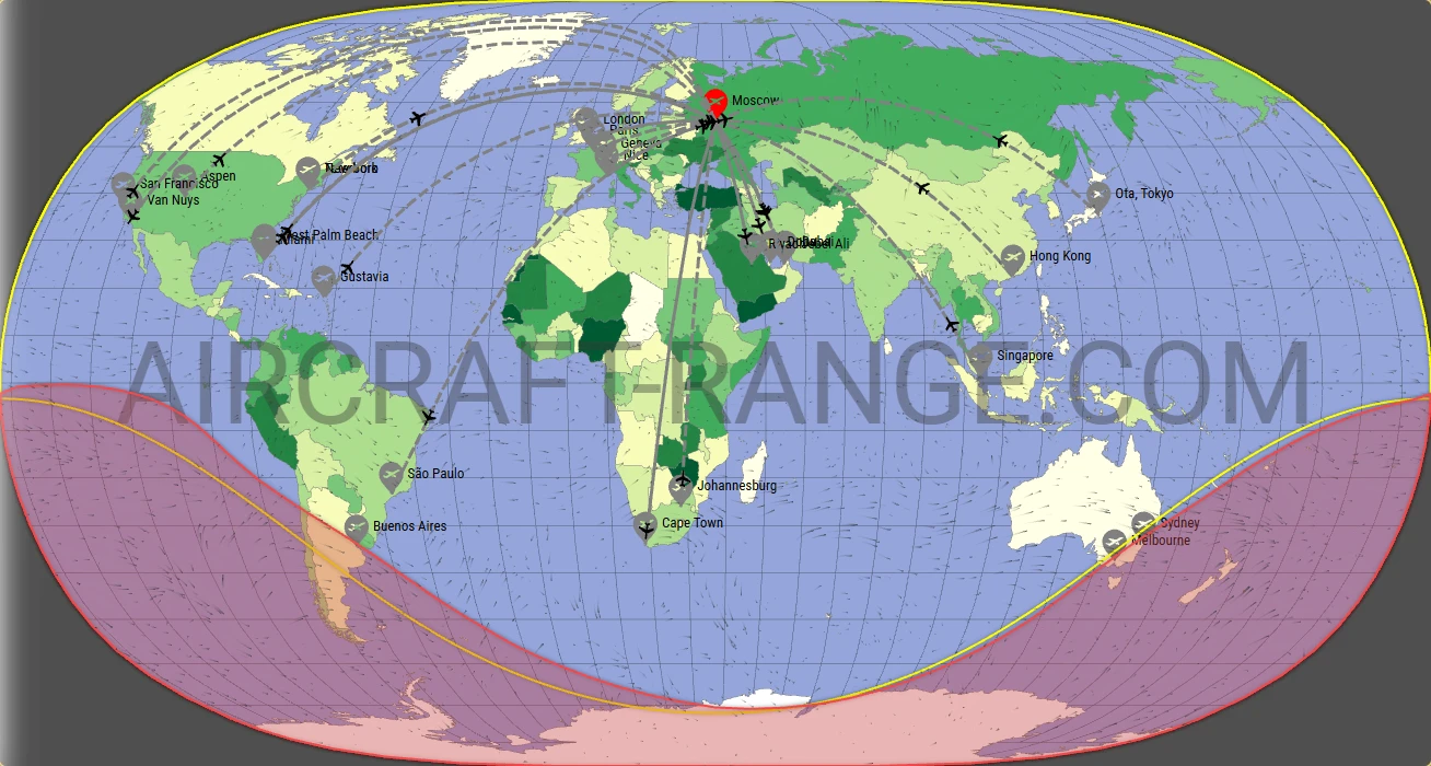 Gulfstream G700 broker route map from Vnukovo International Airport (UUWW)