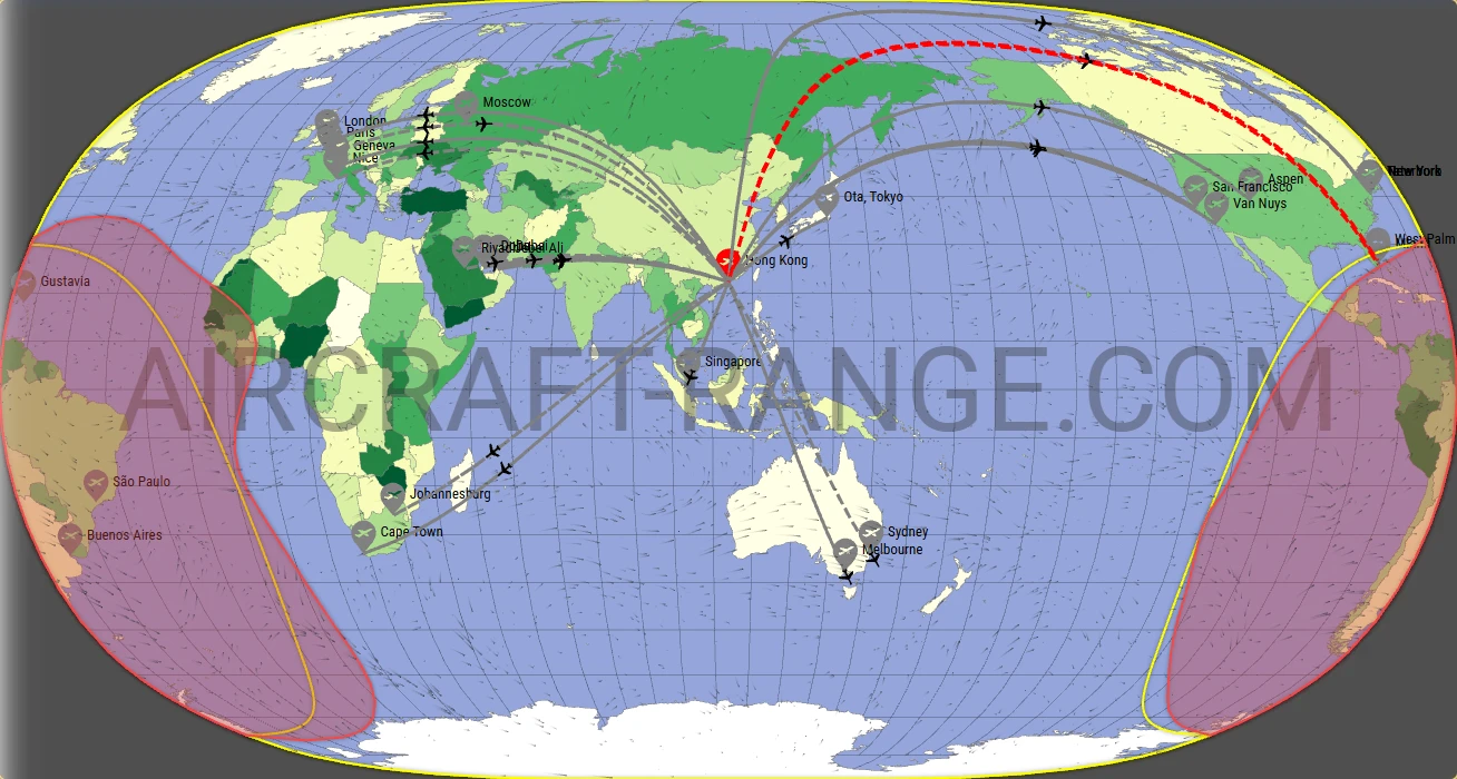 Gulfstream G700 broker route map from Hong Kong International Airport (VHHH)